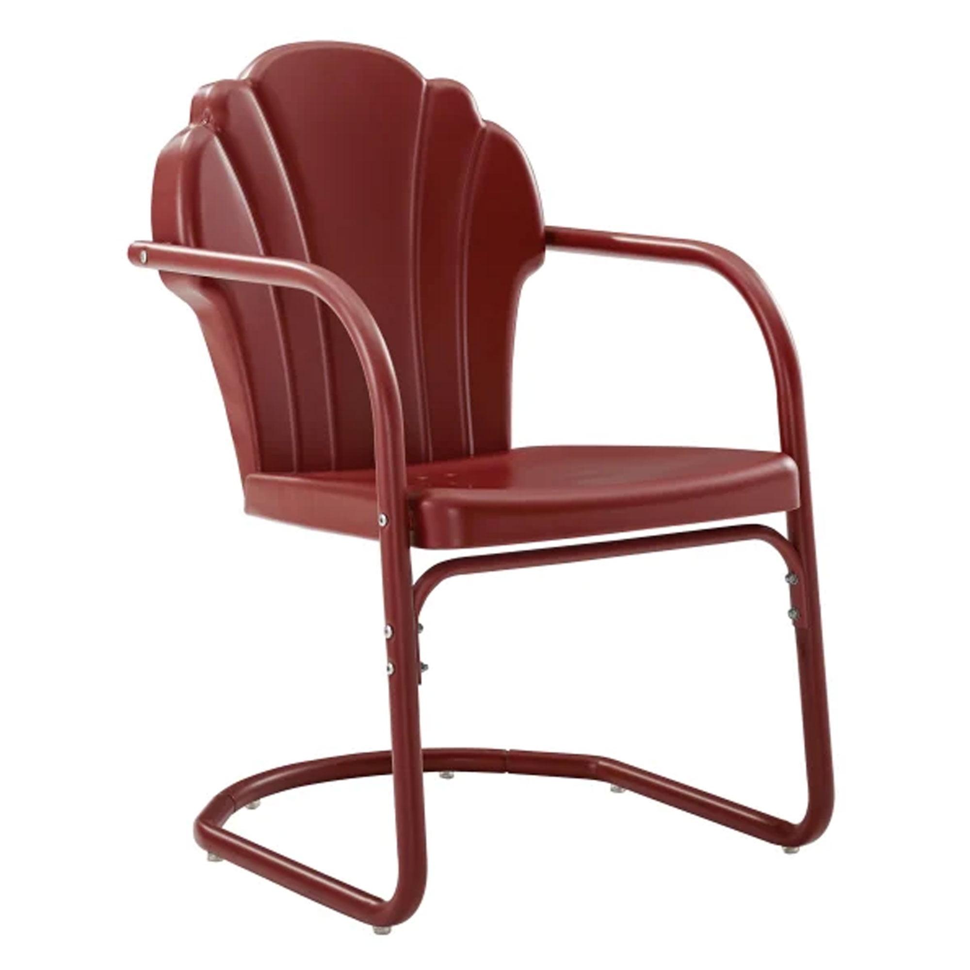 Tulip Retro Red Metal Outdoor Armchair Set