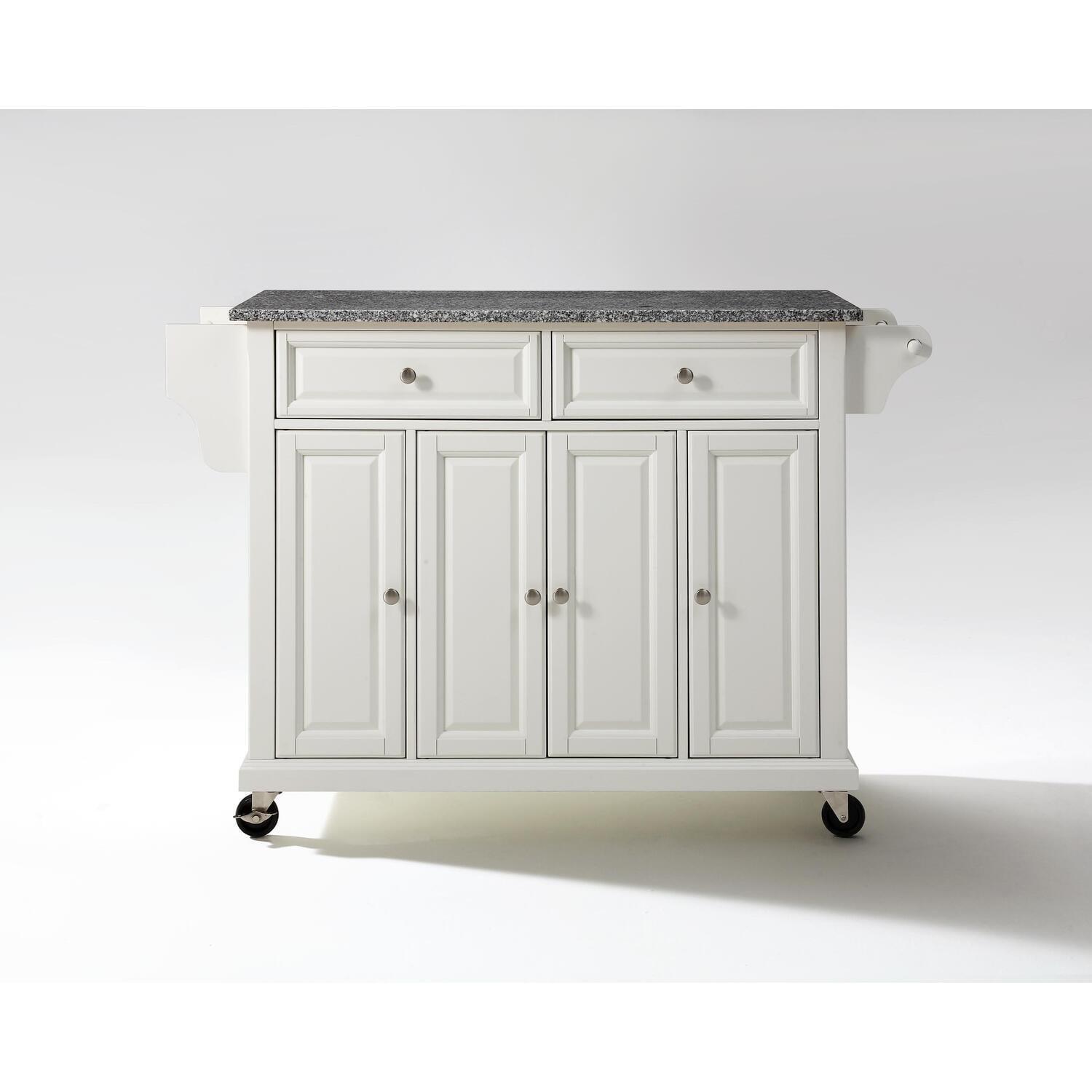 Crosley Furniture Wood/Solid Granite Kitchen Cart in White/Gray