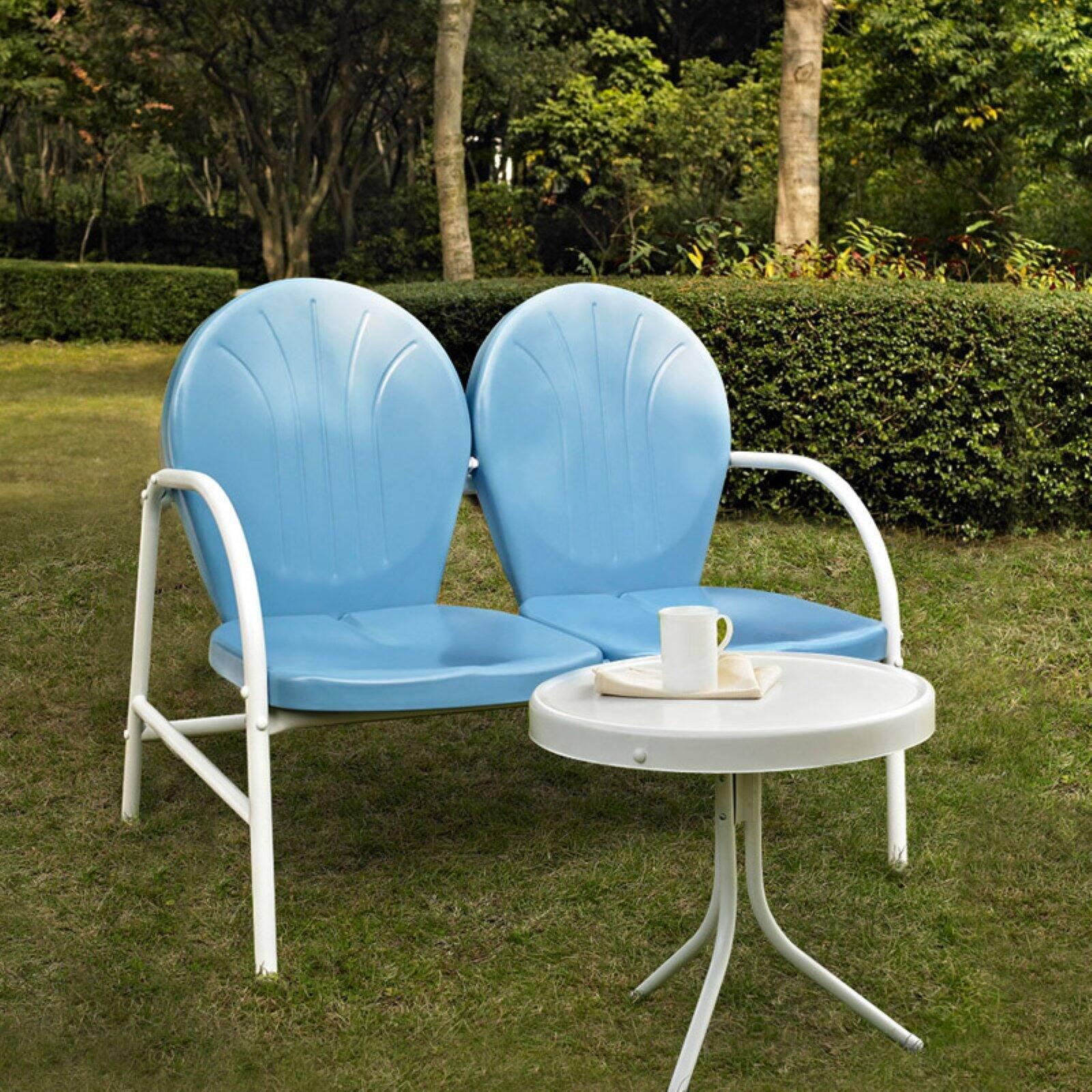 Sky Blue Steel 2-Person Outdoor Conversation Set