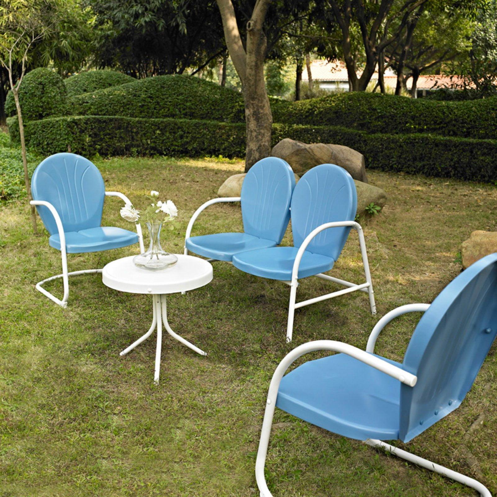 Sky Blue Metal 4-Piece Outdoor Conversation Set