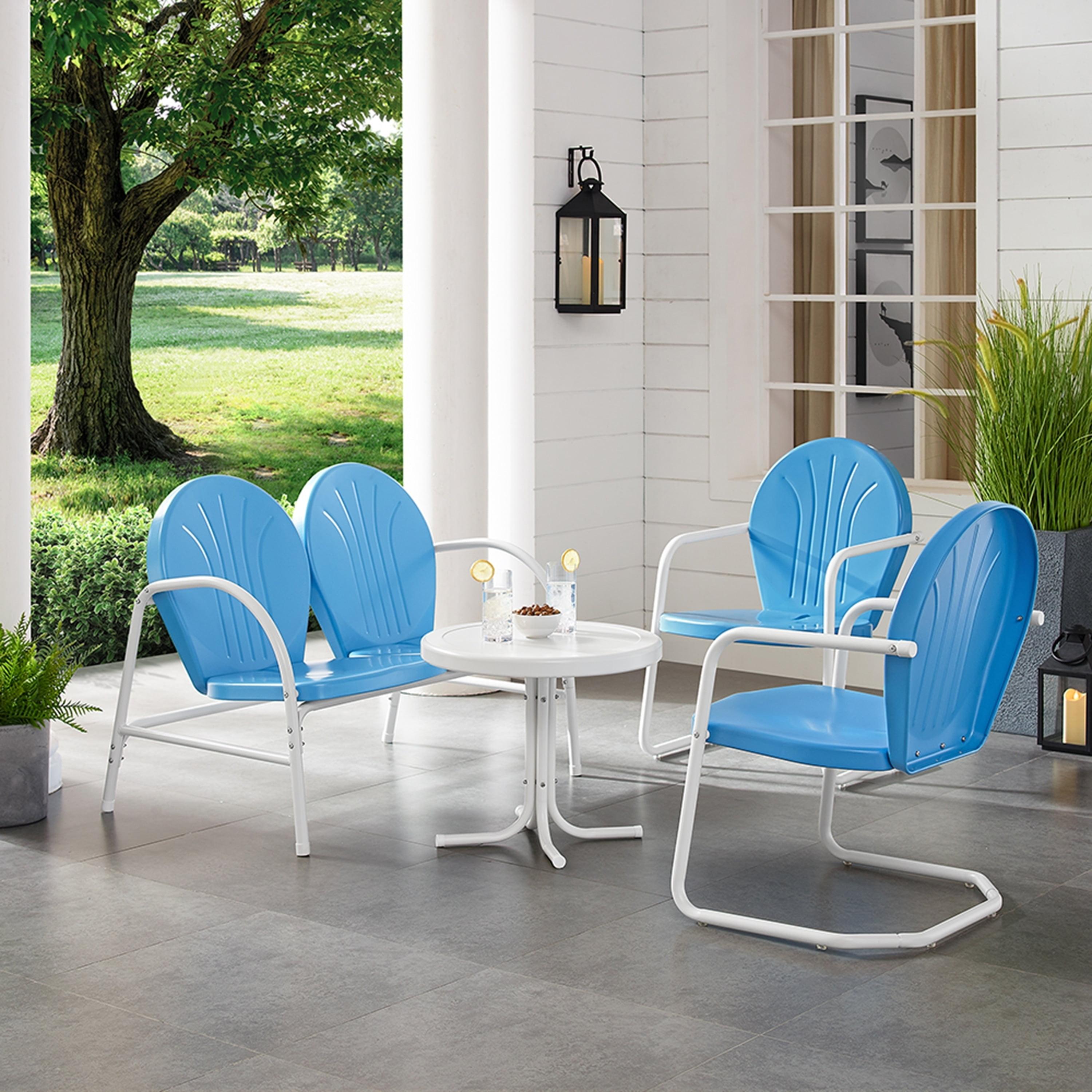 Griffith 4pc Outdoor Conversation Set - Sky Blue - Crosley