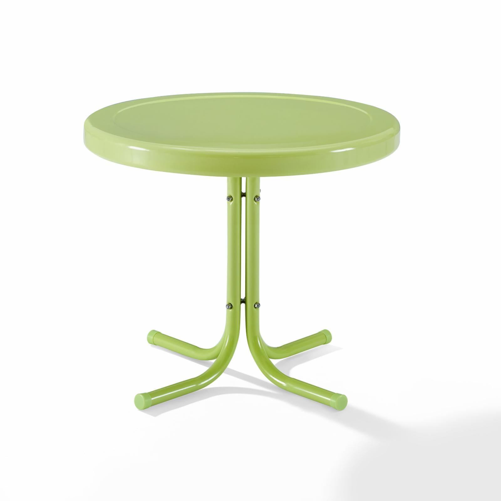 Key Lime Gloss Retro Round Metal Patio Side Table