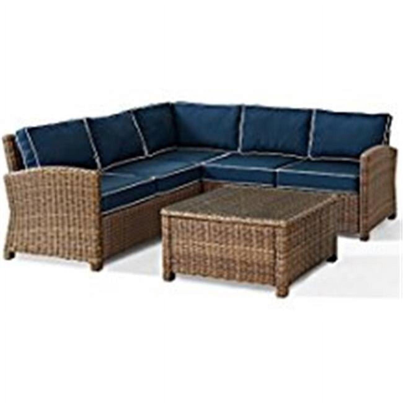 Bradenton 4-Piece Navy Cushions Steel Outdoor Sectional Set