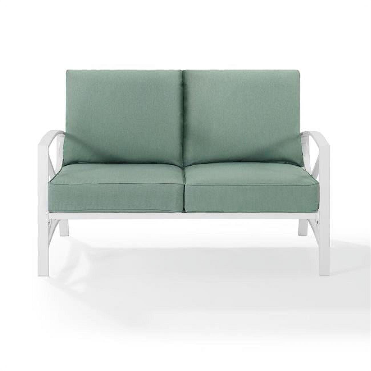 Pistachio Green and White Steel Outdoor Loveseat