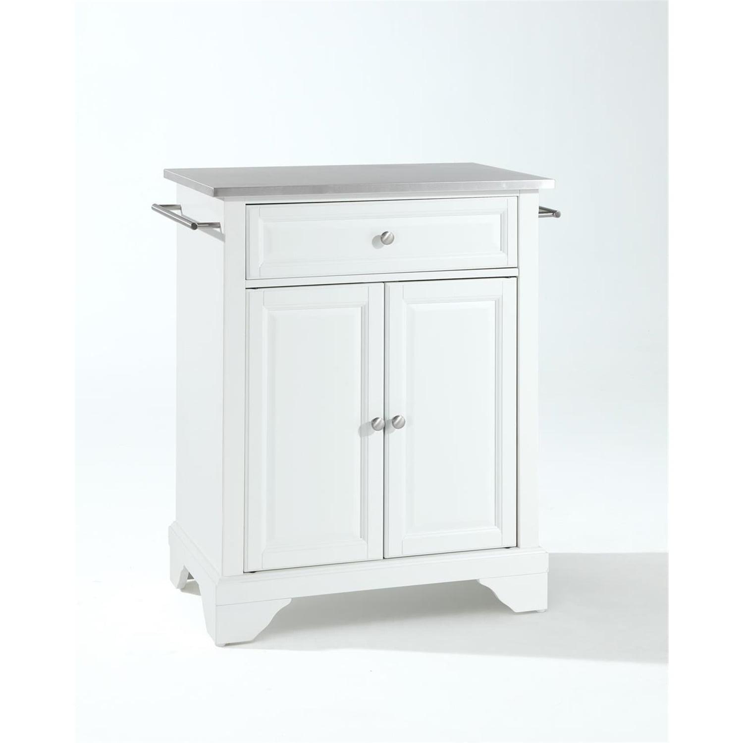 Lafayette Stainless Steel Top Portable Kitchen Island/Cart White - Crosley: Adjustable Shelf, Towel Bars, Casters