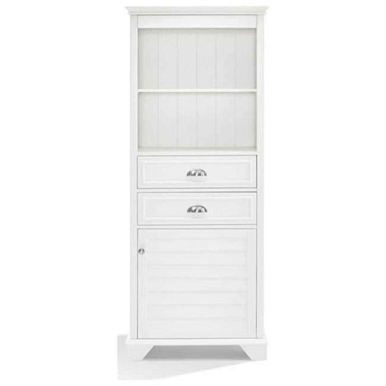 White Tall Bathroom Cabinet with Adjustable Shelving