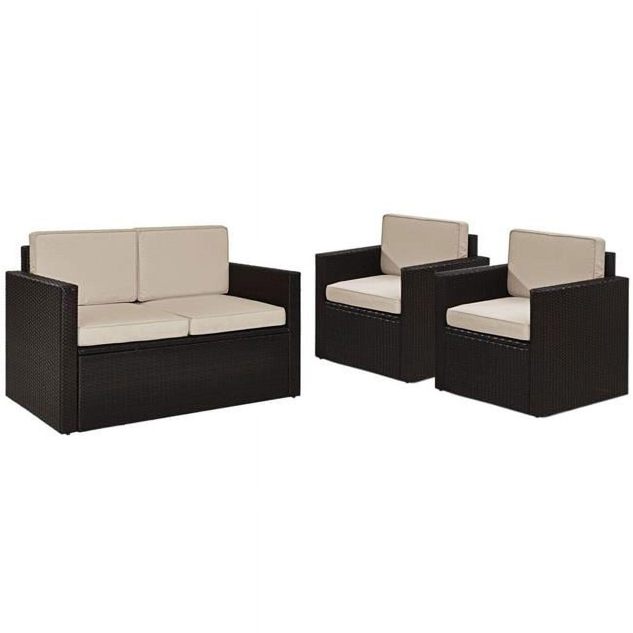 Mahogany and Sand 4-Person Outdoor Wicker Sofa Set