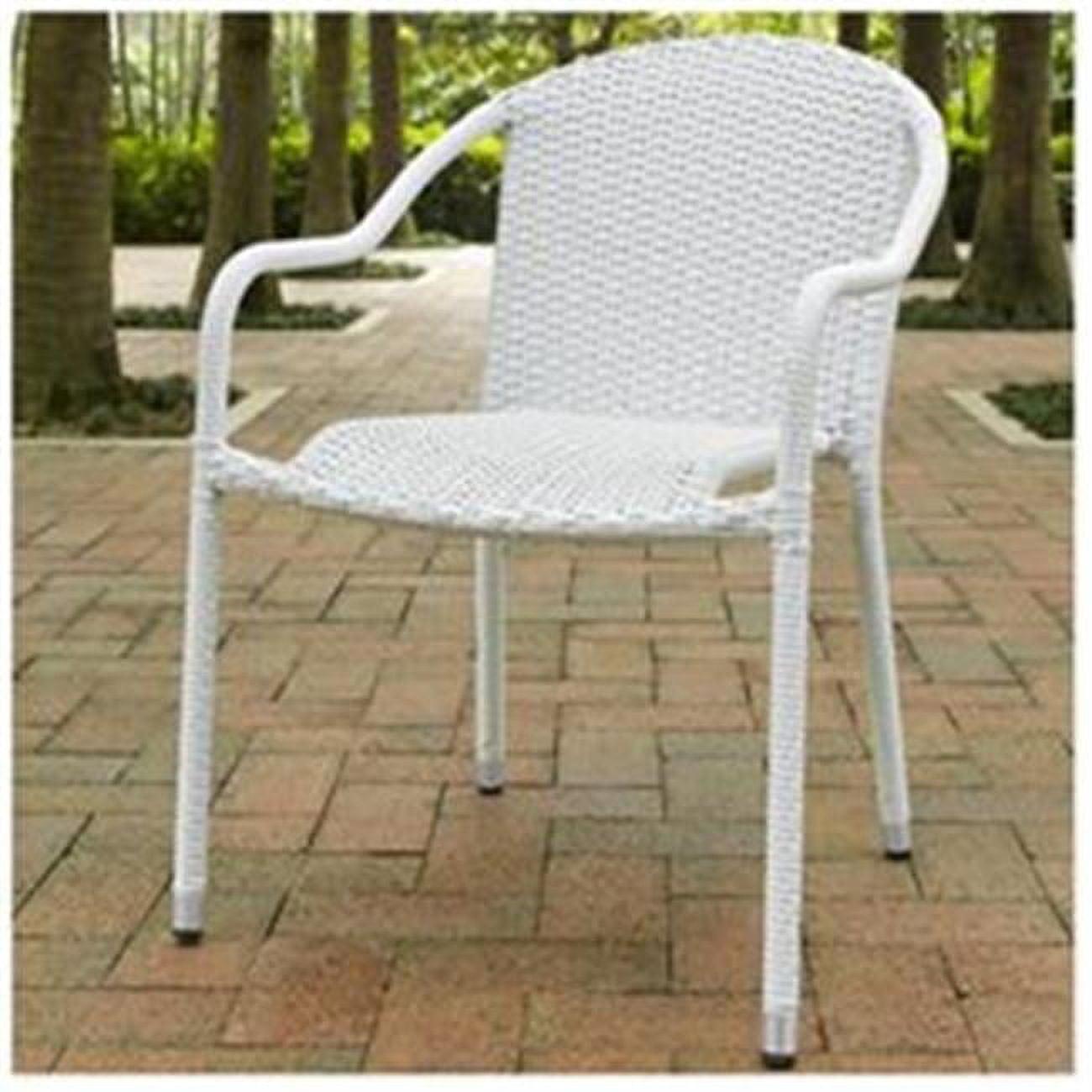 Palm Harbor 4pk Outdoor Wicker Stackable Chairs: Weather-Resistant Steel Frame - Crosley