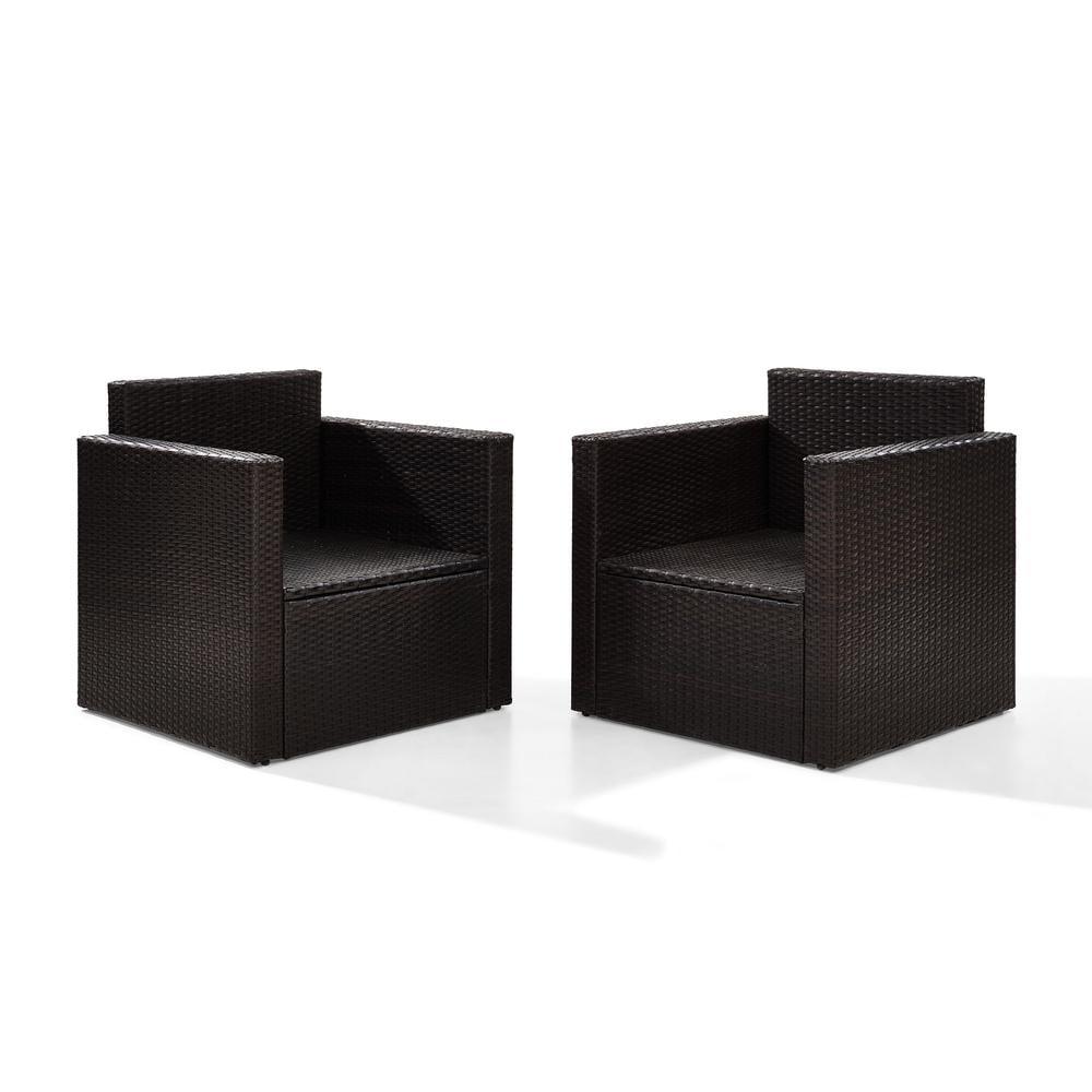 Palm Harbor 2pc Outdoor Wicker Seating Set with Gray Cushions - Two Outdoor Wicker Chairs - Crosley