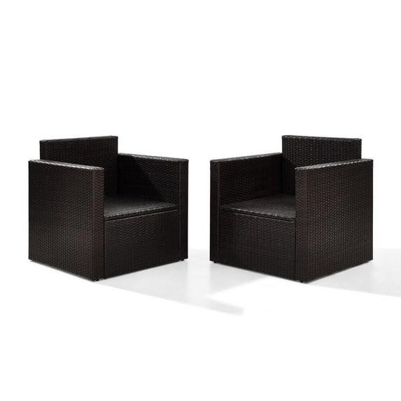 Palm Harbor 2pc Outdoor Wicker Seating Set with Gray Cushions - Two Outdoor Wicker Chairs - Crosley
