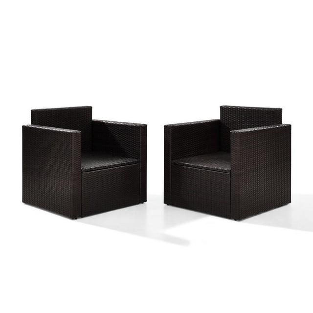 Palm Harbor 2pc Outdoor Wicker Seating Set with Gray Cushions - Two Outdoor Wicker Chairs - Crosley