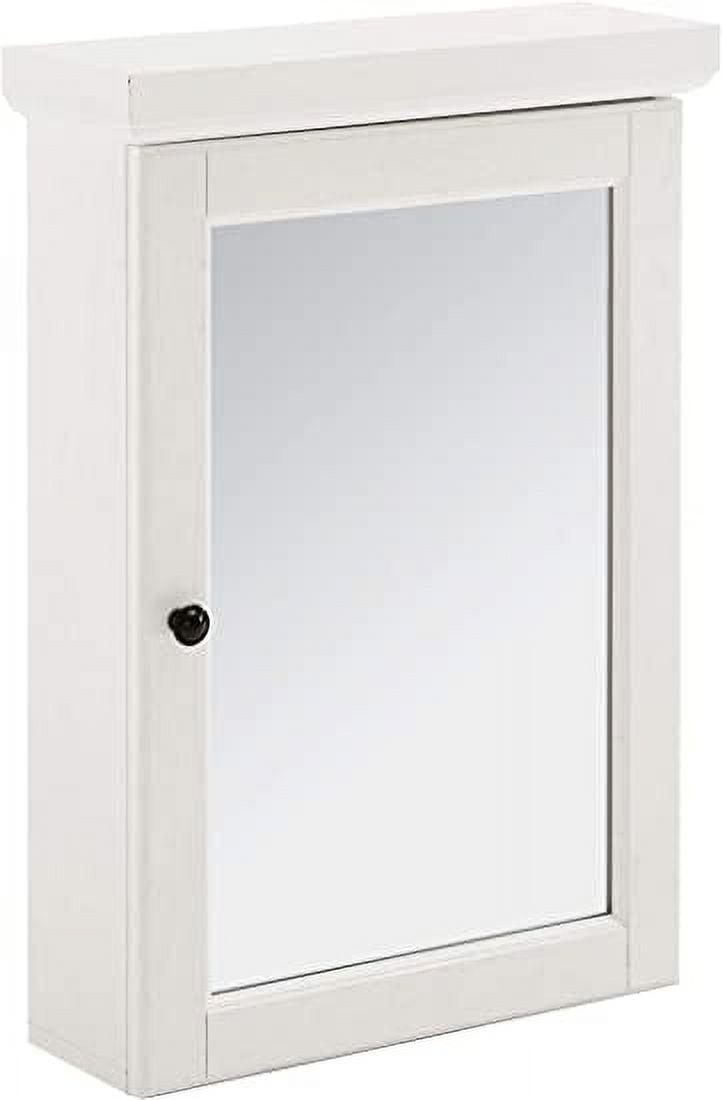 Distressed White Mirrored Medicine Cabinet with Shelves