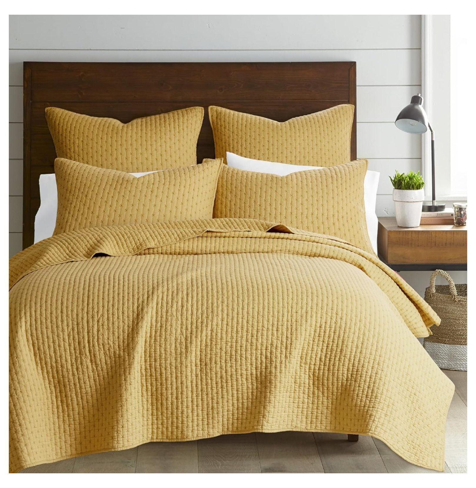 Cross Stitch Ochre Twin Quilt Set - Levtex Home