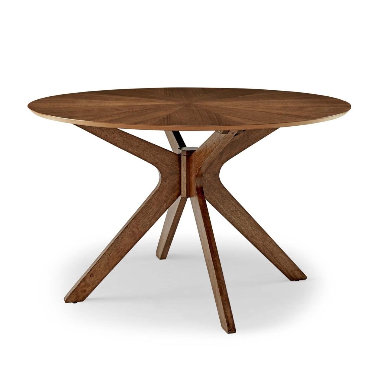 Modway 47" Crossroads Round Wood Dining Table Walnut: Mid-Century Modern, Seats 6, MDF Build