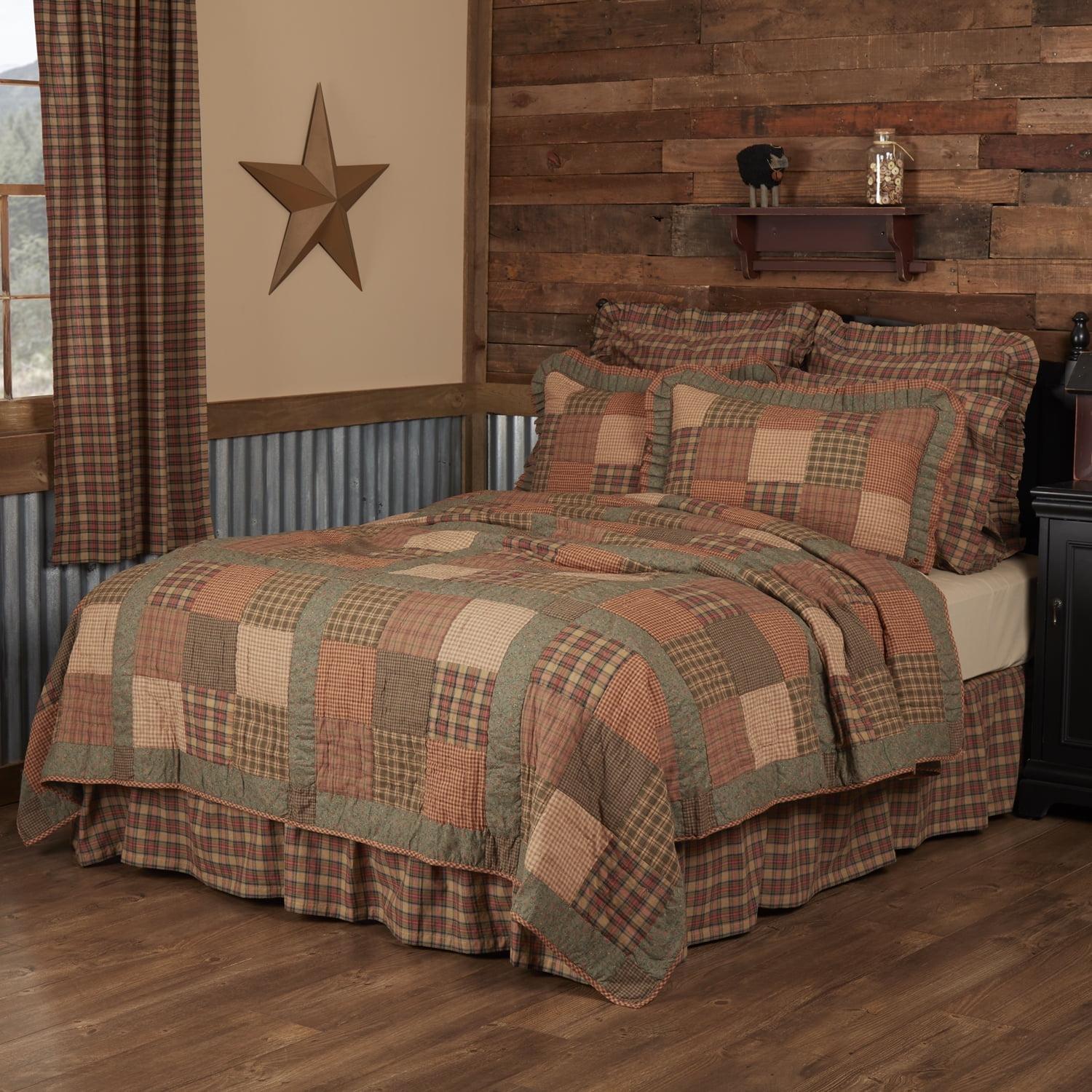 VHC Brands Crosswoods Farmhouse / Country Cotton Patchwork Quilt