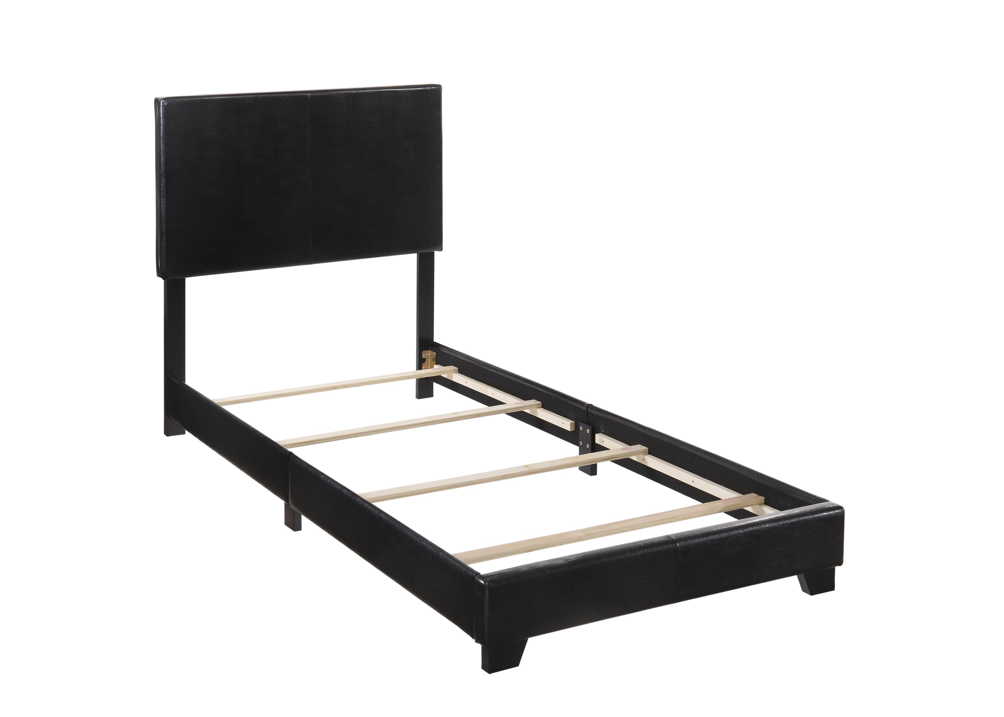 Twin Black Faux Leather Upholstered Bed Frame with Headboard