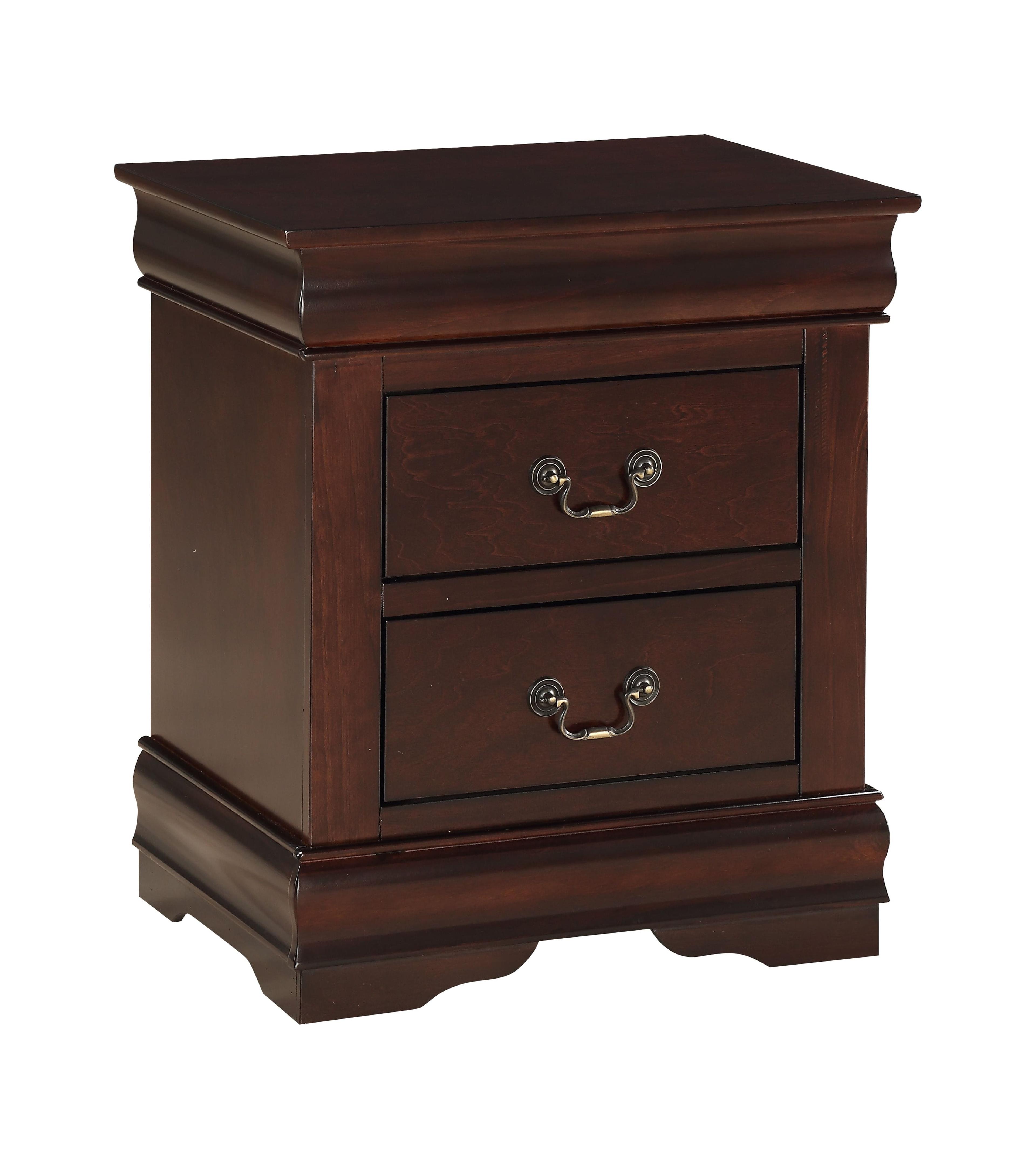 Cherry 2-Drawer Nightstand with Classic Drawer Pulls