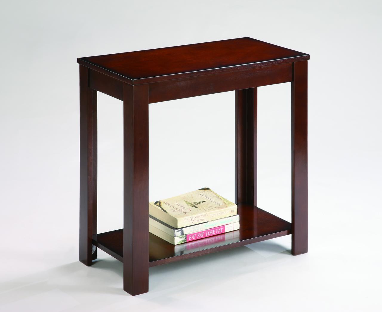 Sleek Transitional Espresso Chairside Table with Fixed Shelf