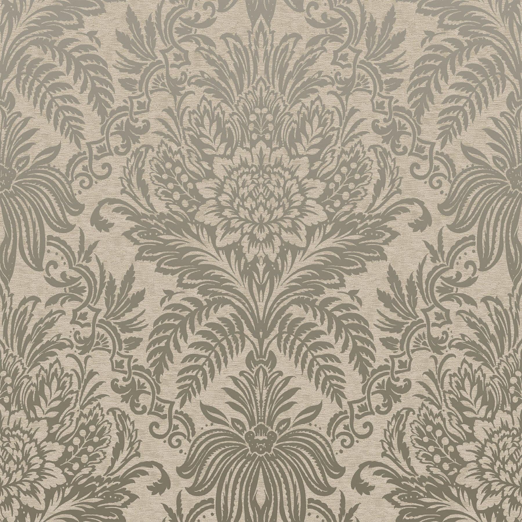 Crown Signature Beige Damask Unpasted Paper Wallpaper, 20.5-in by 33-ft, 56.4 sq. ft.