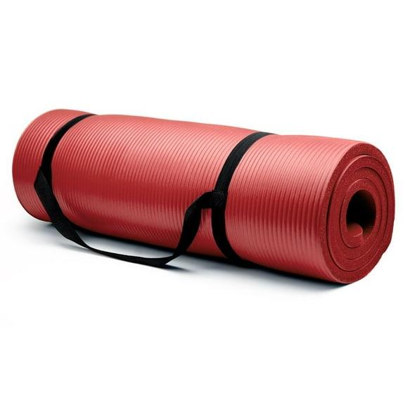 Crown Sporting Goods 15 mm Extra Thick Yoga Mat, Red