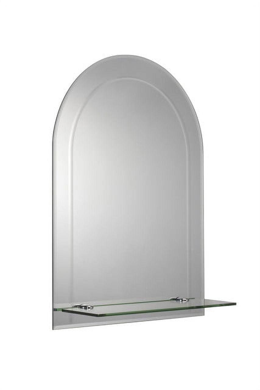 Elegant Frameless Rectangular Bathroom Vanity Mirror with Shelf