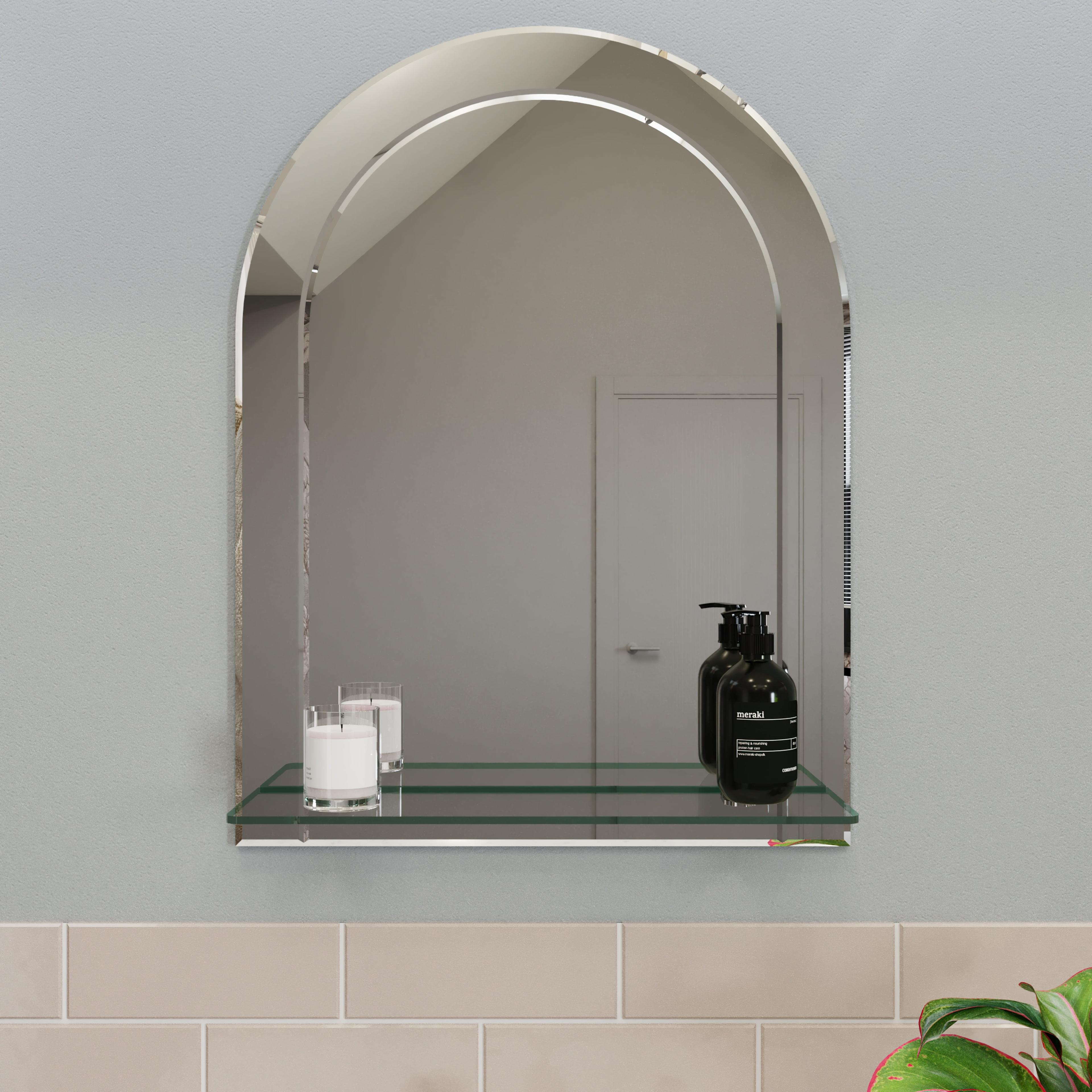 Croydex Fairfield Easy Install, Arch Bathroom Mirror with Single Shelf