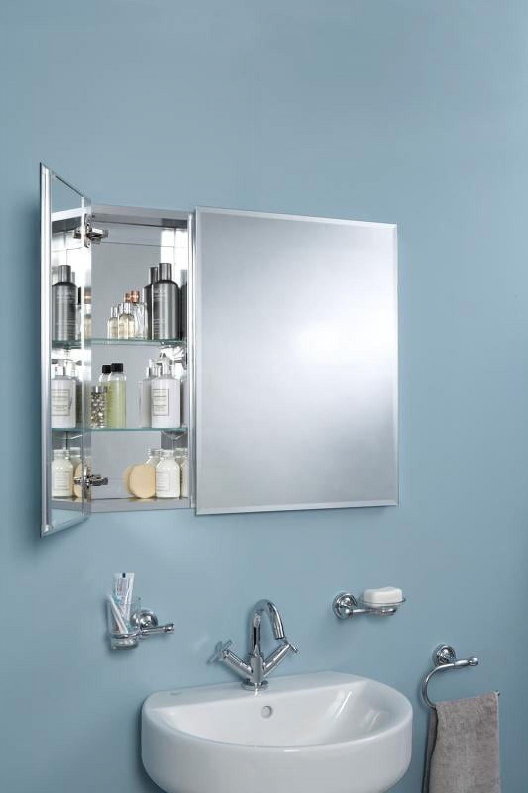 Croydex Halton Double Door Aluminium Bathroom Medicine Cabinet in Chrome (30x26in)