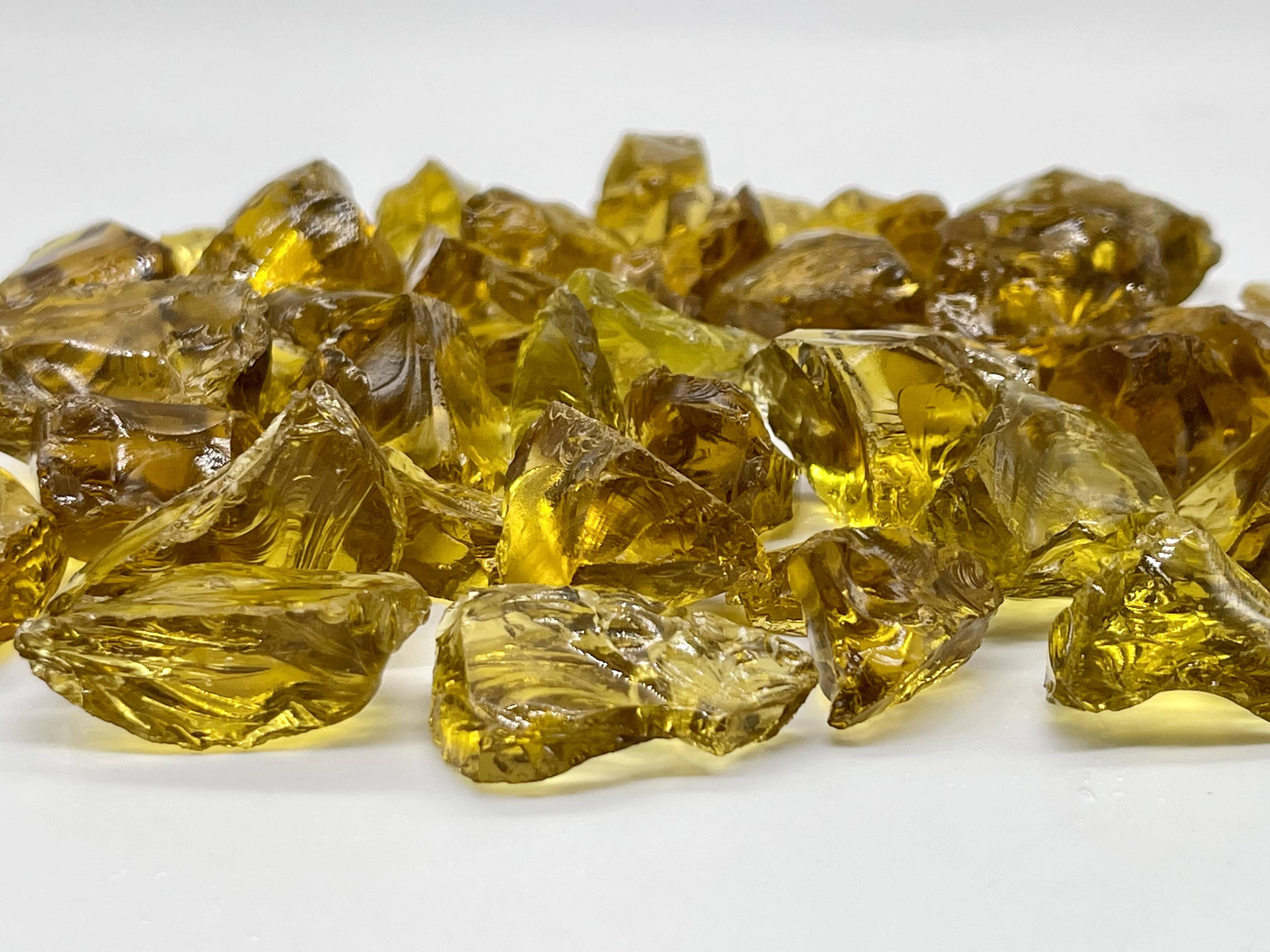 Large Crystal Amber Fire Pit Glass Rocks, 10 lbs