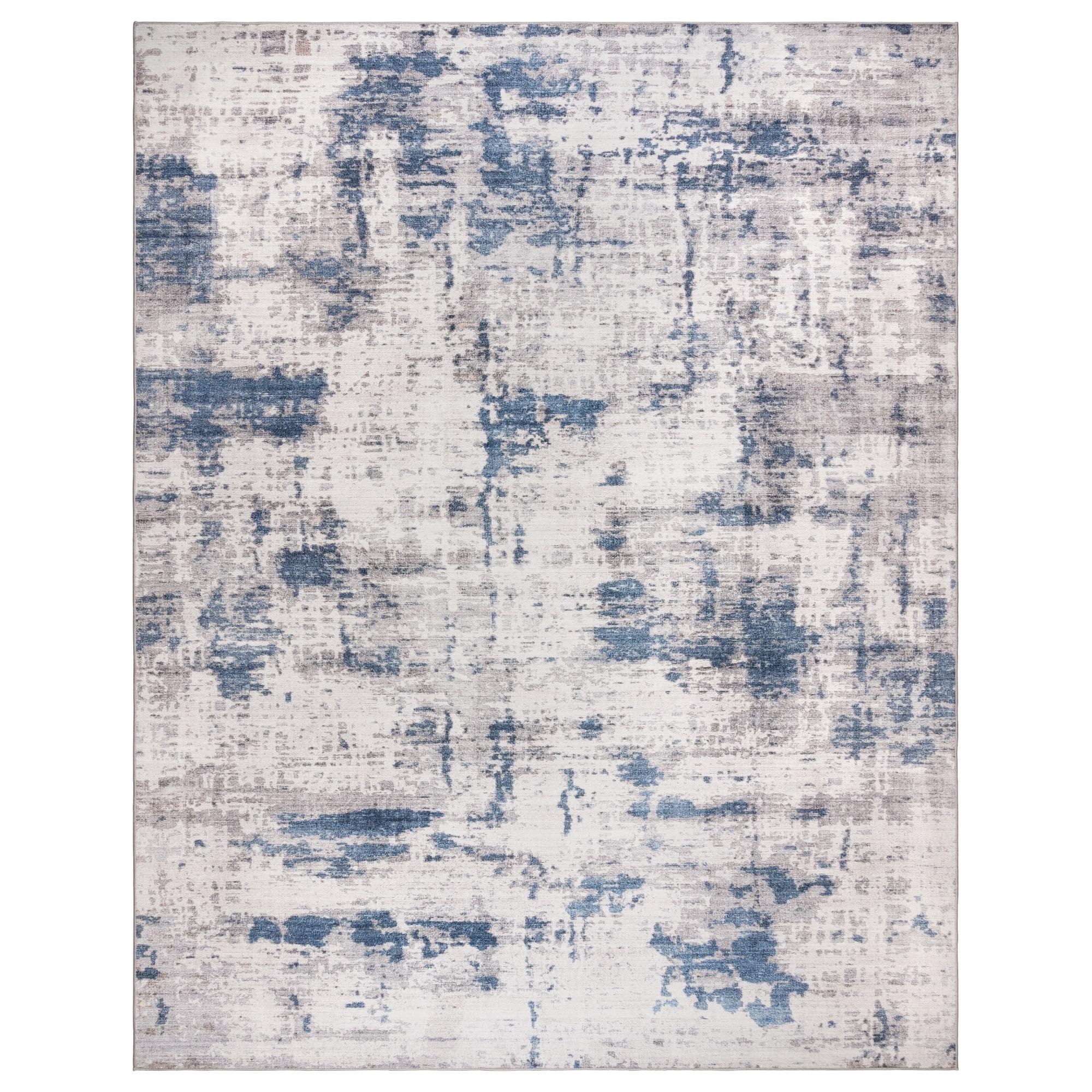 Gertmenian Crystal Print Cenis Modern Abstract Blue Gray Washable Indoor Area Rug, 5x7