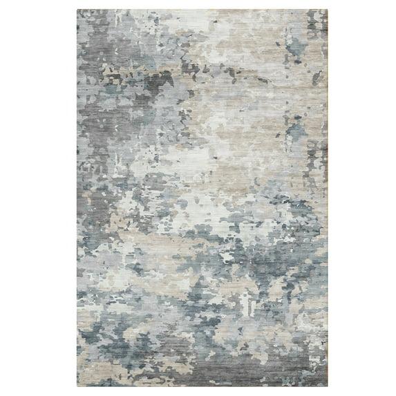 Crystal Print Kaori Blue Gray Beige Multi Modern Abstract Industrial Livingroom Dining Bedroom Flat Pile Easy Care Indoor Area Rug, 3x5