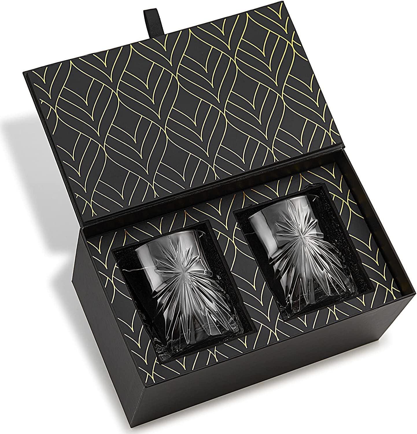 Soleil 10.7oz Crystal Whiskey Glasses Set in Elegant Gift Box