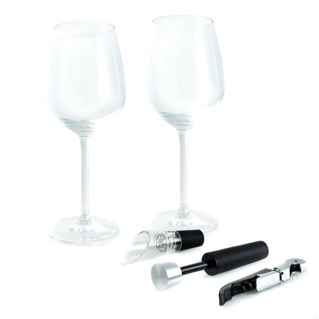 Black Crystal 5-Piece Wine Set with Glasses and Accessories