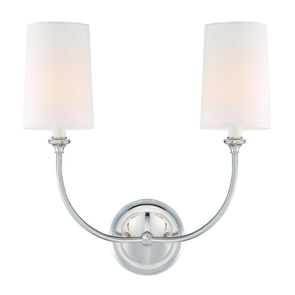 Crystorama 2242-PN Sylvan 15.5" 2-Light White Linen Sconce in Polished Nickel