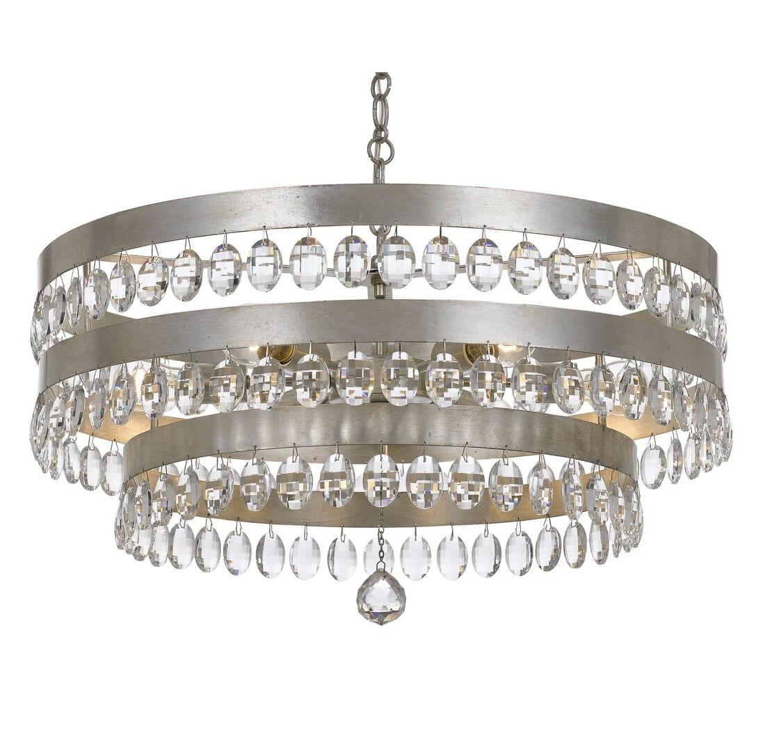 Crystorama 6108-SA Perla 26" 8-Light Chandelier in Antique Silver