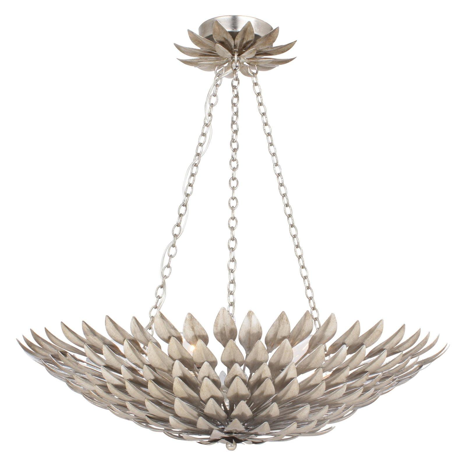 Crystorama Broche 6 Light Antique Silver Ceiling Mount 24.5'' W x 6'' H Under 12 Inches