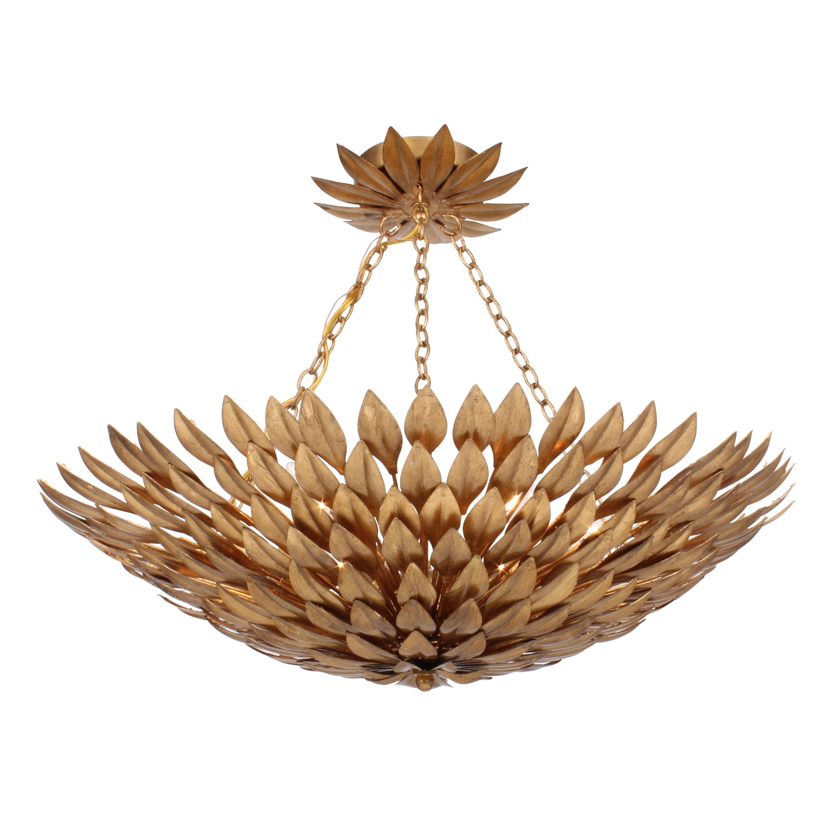 Crystorama Broche 6 Light Antique Gold Semi-Flush 24.5'' W x 11'' H 7 to 12 Inches