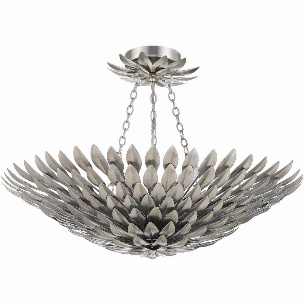 Broche 6 Light Antique Silver Ceiling Mount