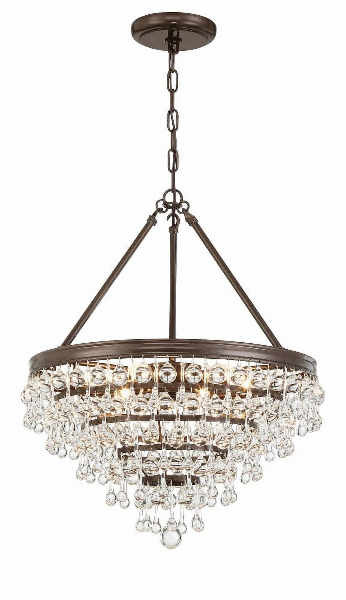 Vibrant Bronze 6-Light Chandelier with Crystal Drops and Balls