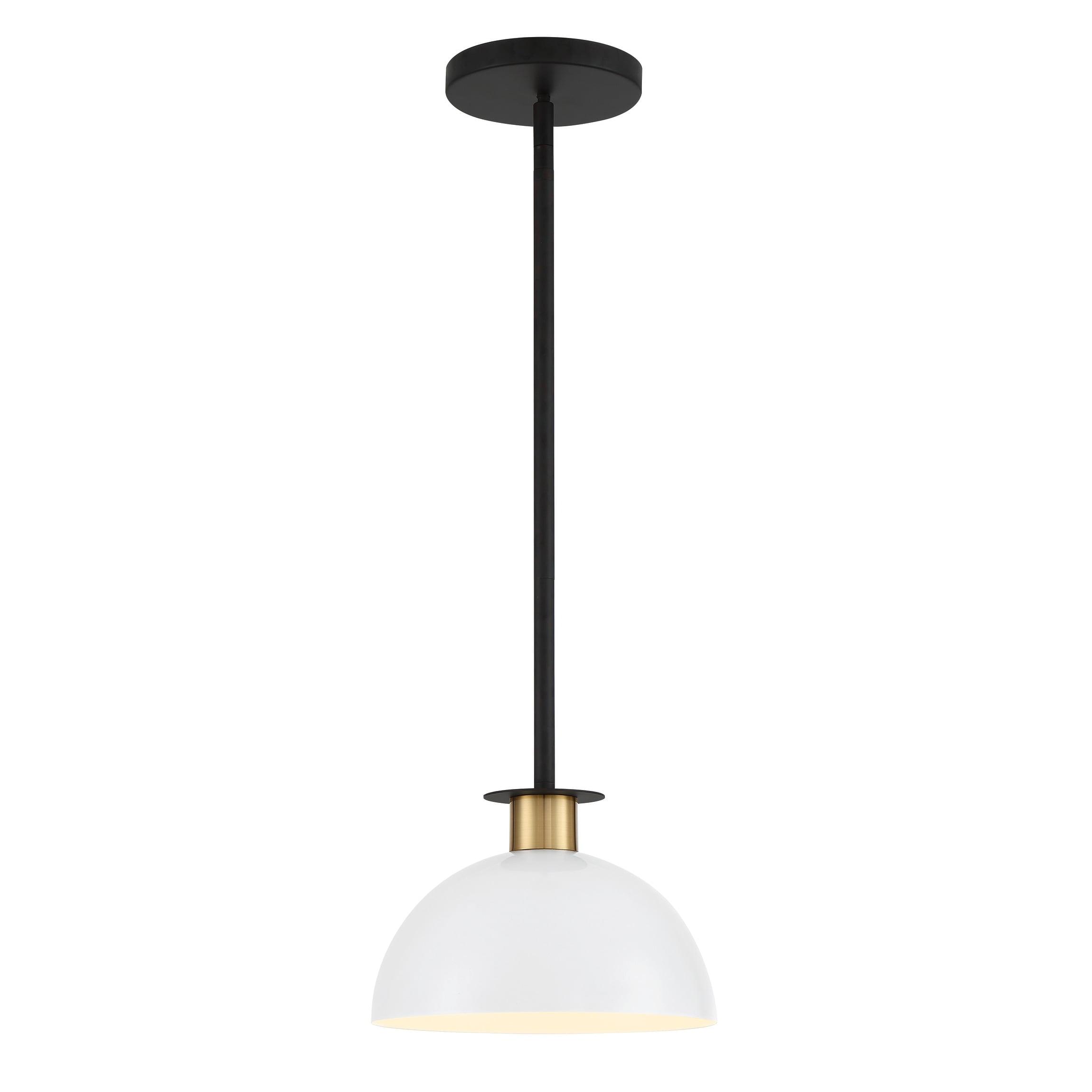 Gigi Mini Pendant in Matte Black and Aged Brass with White Shade