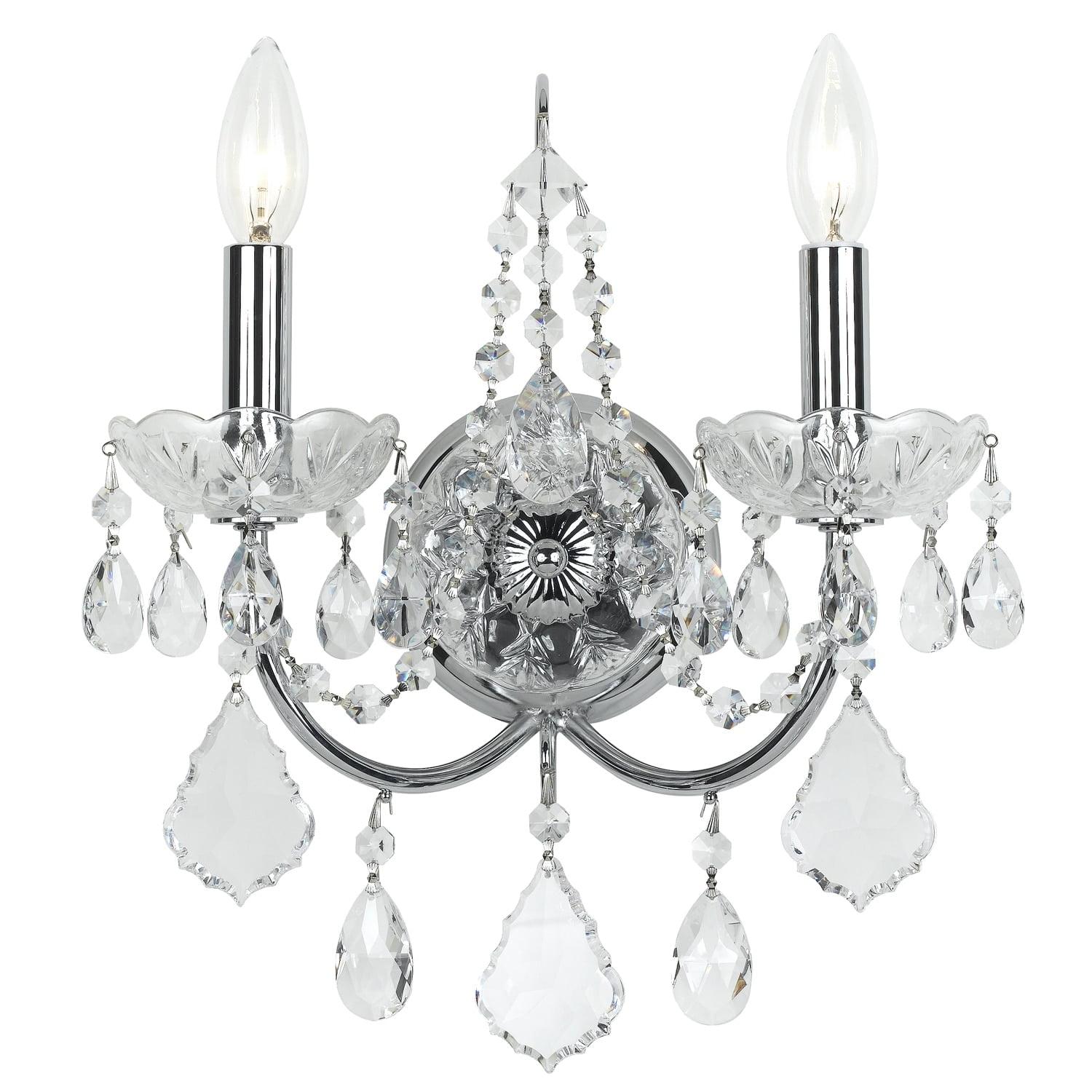 Imperial Elegance 2-Light Polished Chrome Sconce with Swarovski Crystals