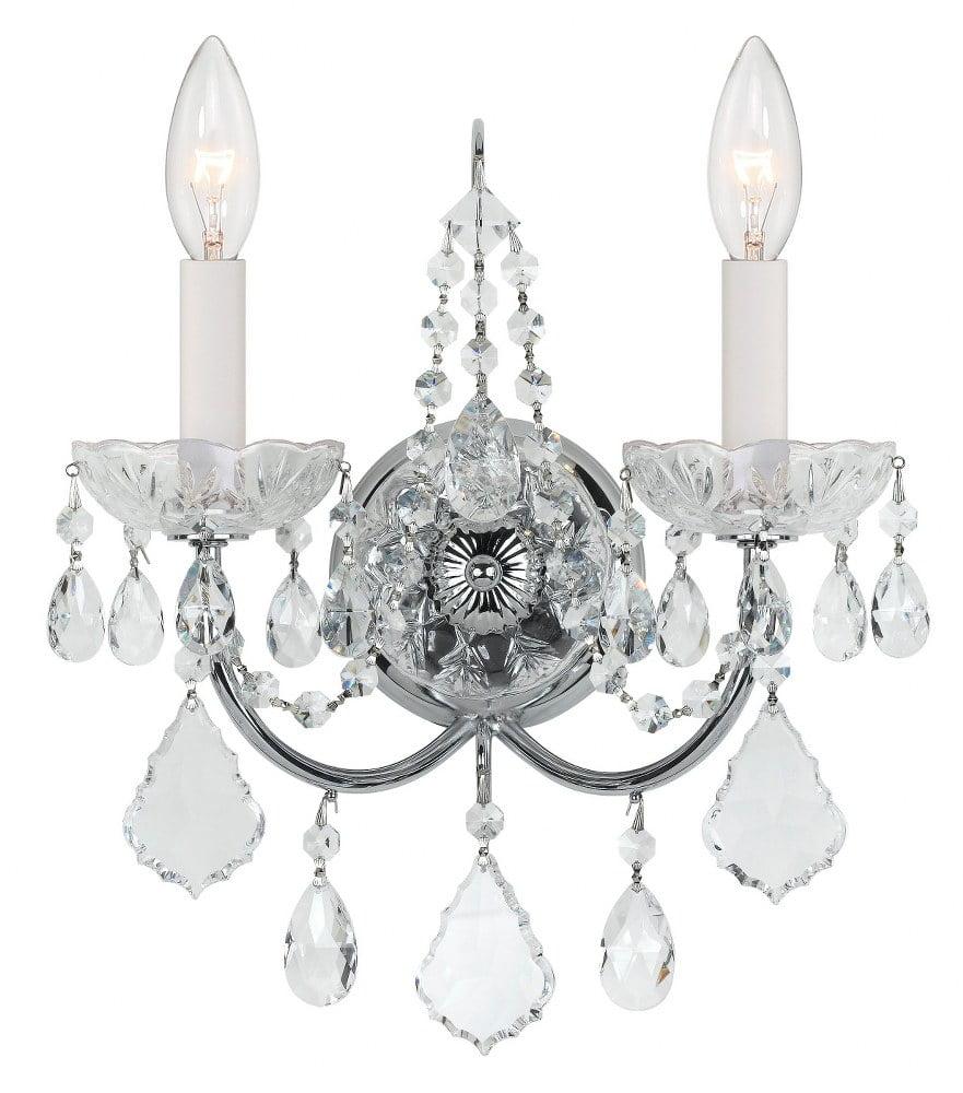 Crystorama Imperial 2 Light Swarovski Strass Crystal Chrome Sconce - 12'' W x 14'' H x 5'' D