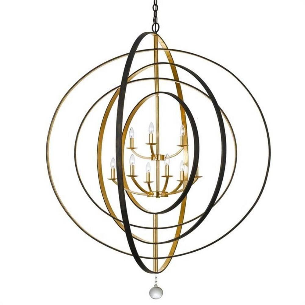 Luna English Bronze & Antique Gold 9-Light Sphere Chandelier