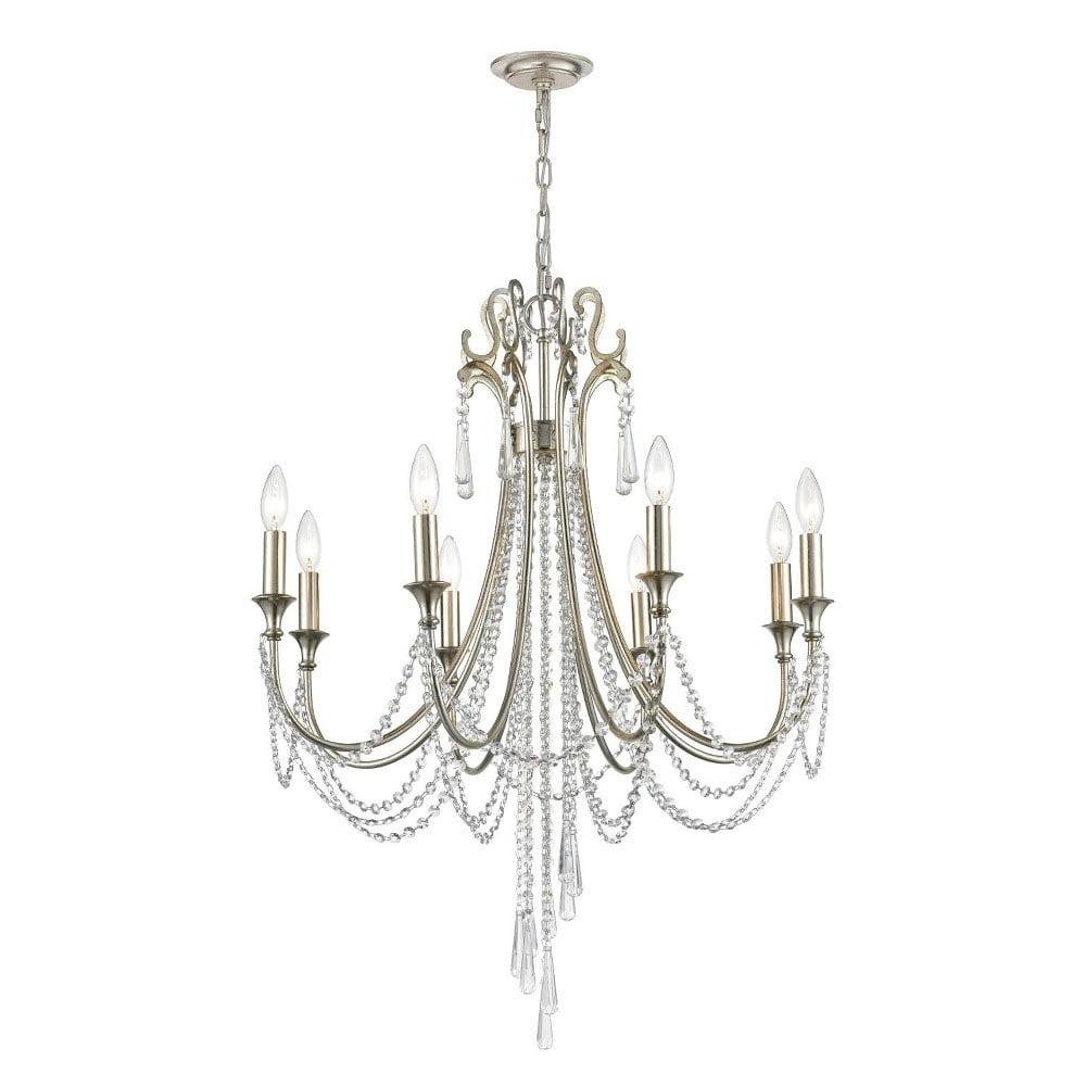 Crystorama Lighting ARC-1908-SA-CL-MWP Arcadia - 8 Light Chandelier   Antique Silver Finish with Clear Hand Cut Crystal