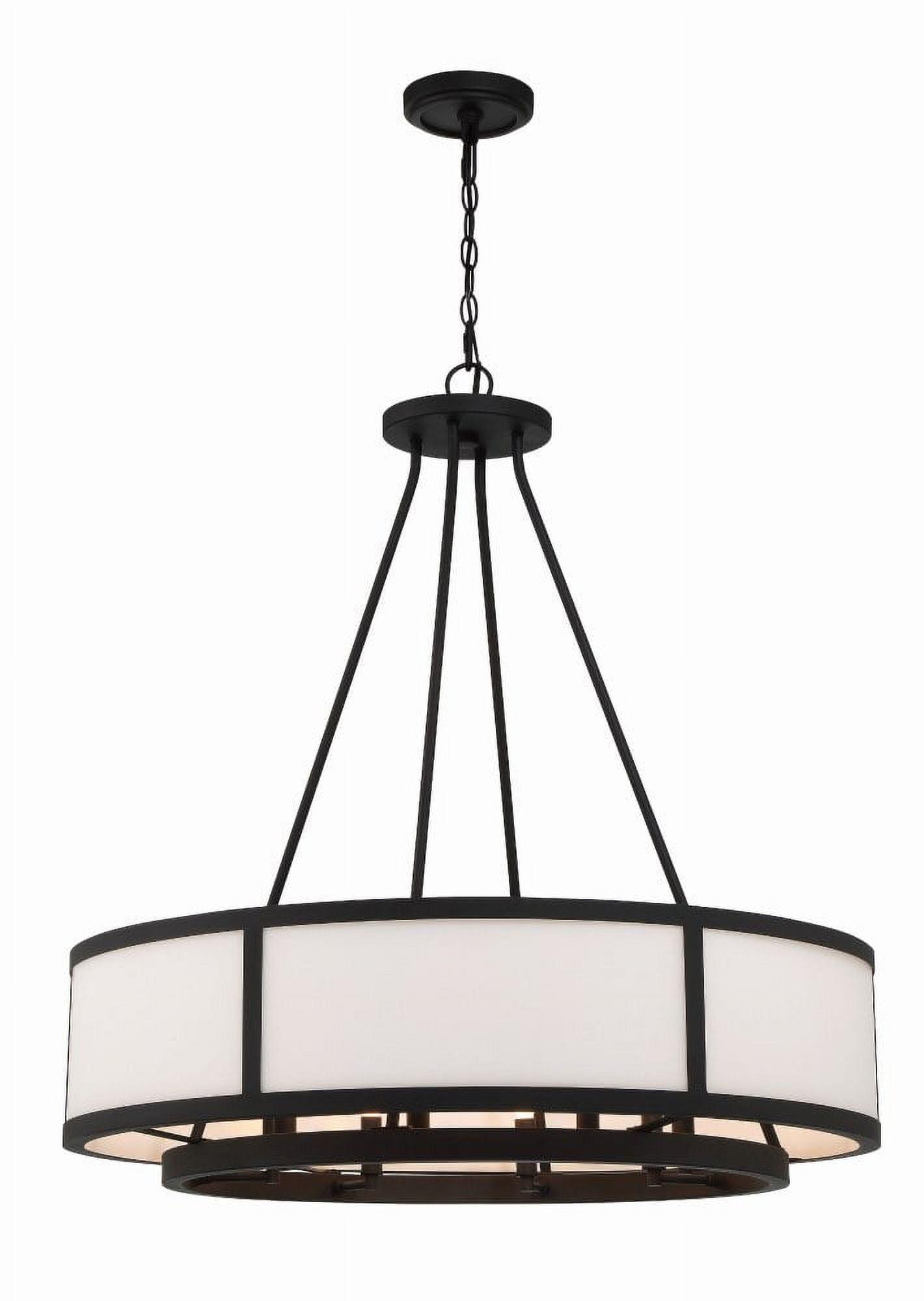 Bryant Black Forged 8-Light Drum Chandelier with White Shade