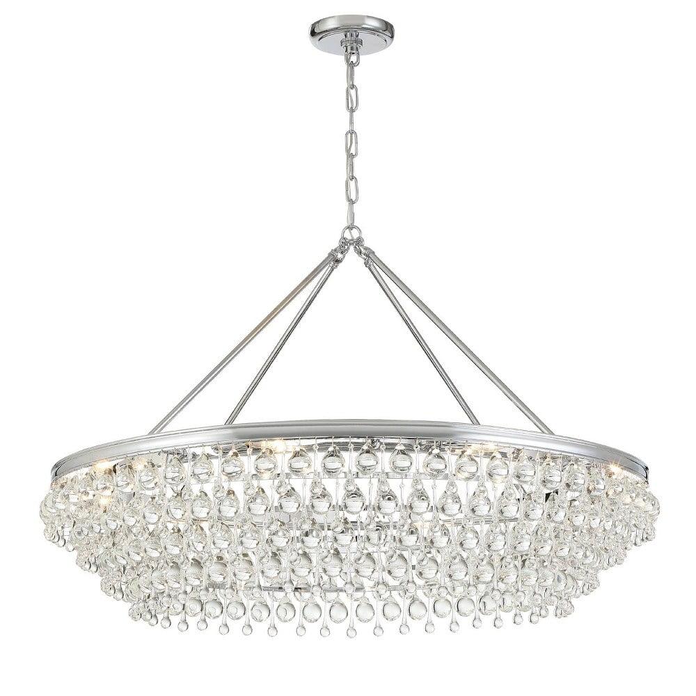 Polished Chrome and Crystal 8-Light Chandelier