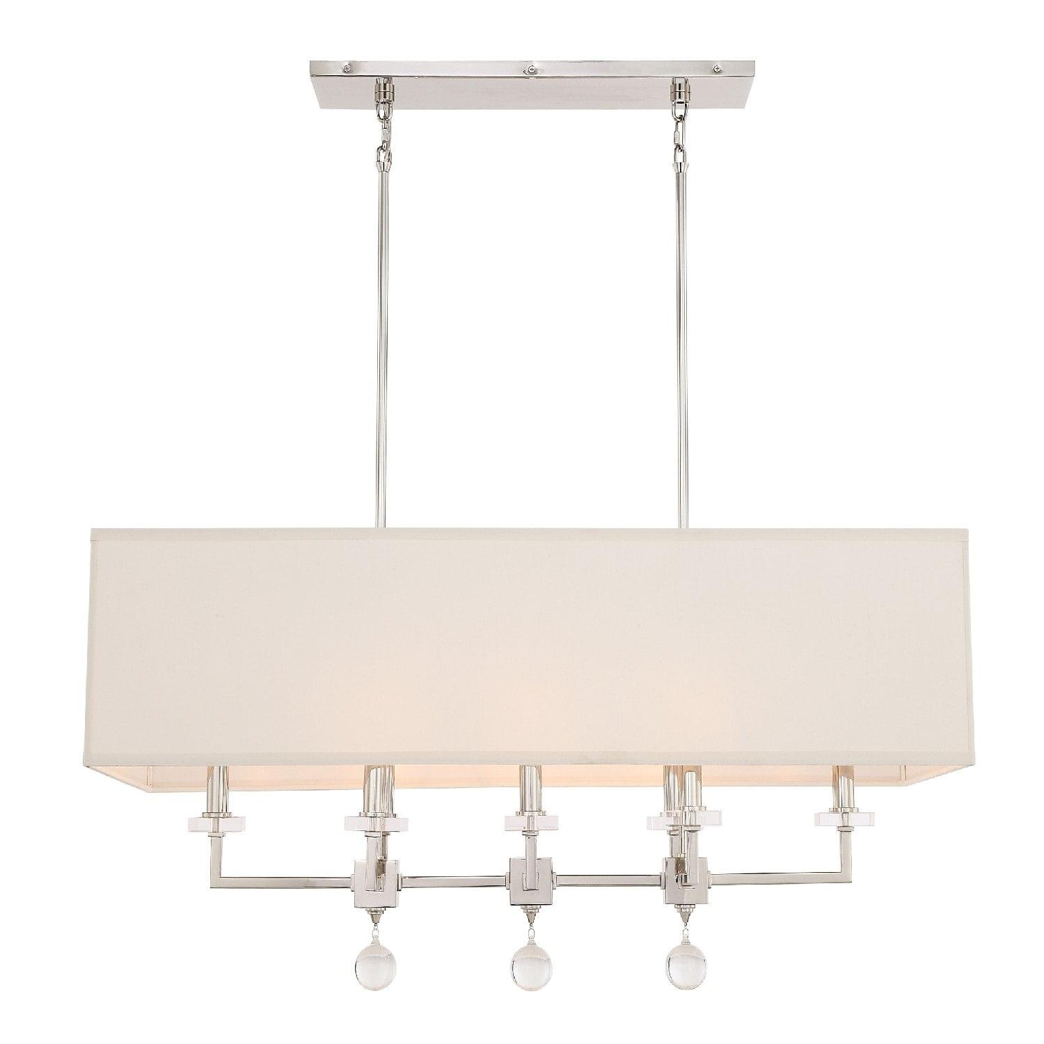 Polished Nickel and Silk 8-Light Linear Chandelier