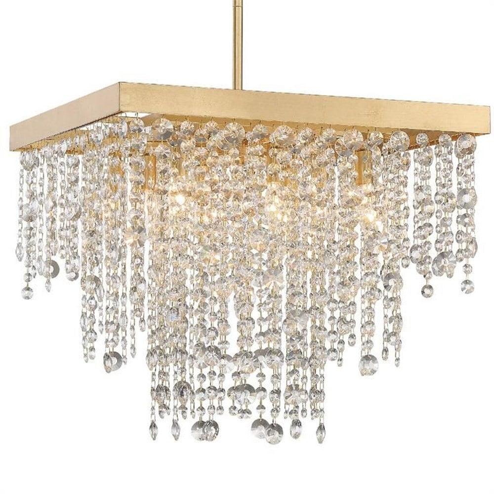 Mini Antique Gold Crystal Chandelier with Hand Cut Strands