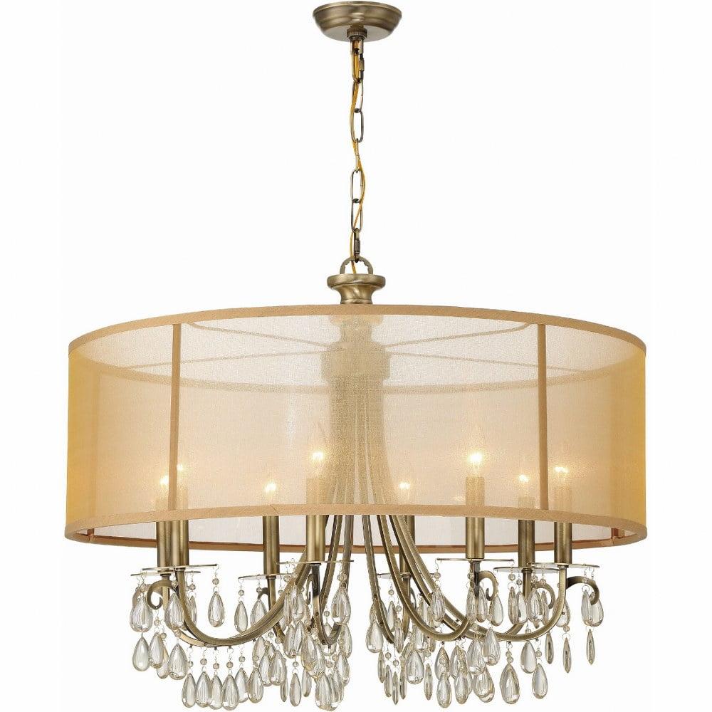 Eight Light Chandelier In Minimalist Style 32 Inches Wide By 26 Inches High-Antique Brass Finish -Traditional Installation Crystorama Lighting