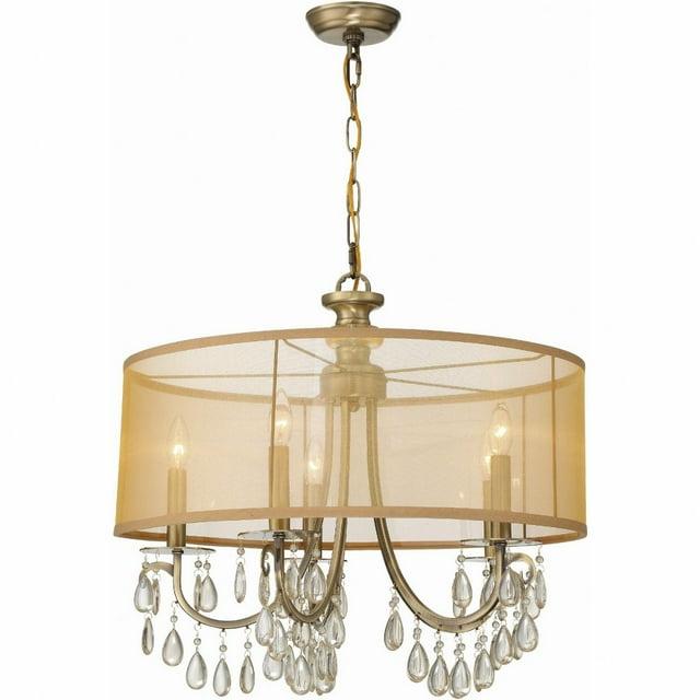 5625-AB-Crystorama Lighting-Hampton - Five Light Chandelier in Minimalist Style - 24 Inches Wide by 23 Inches High-Antique Brass Finish