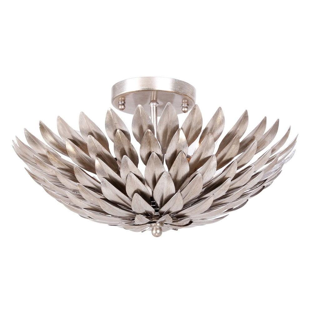 Elegant Antique Silver 4-Light Crystal Flush Mount Ceiling Fixture